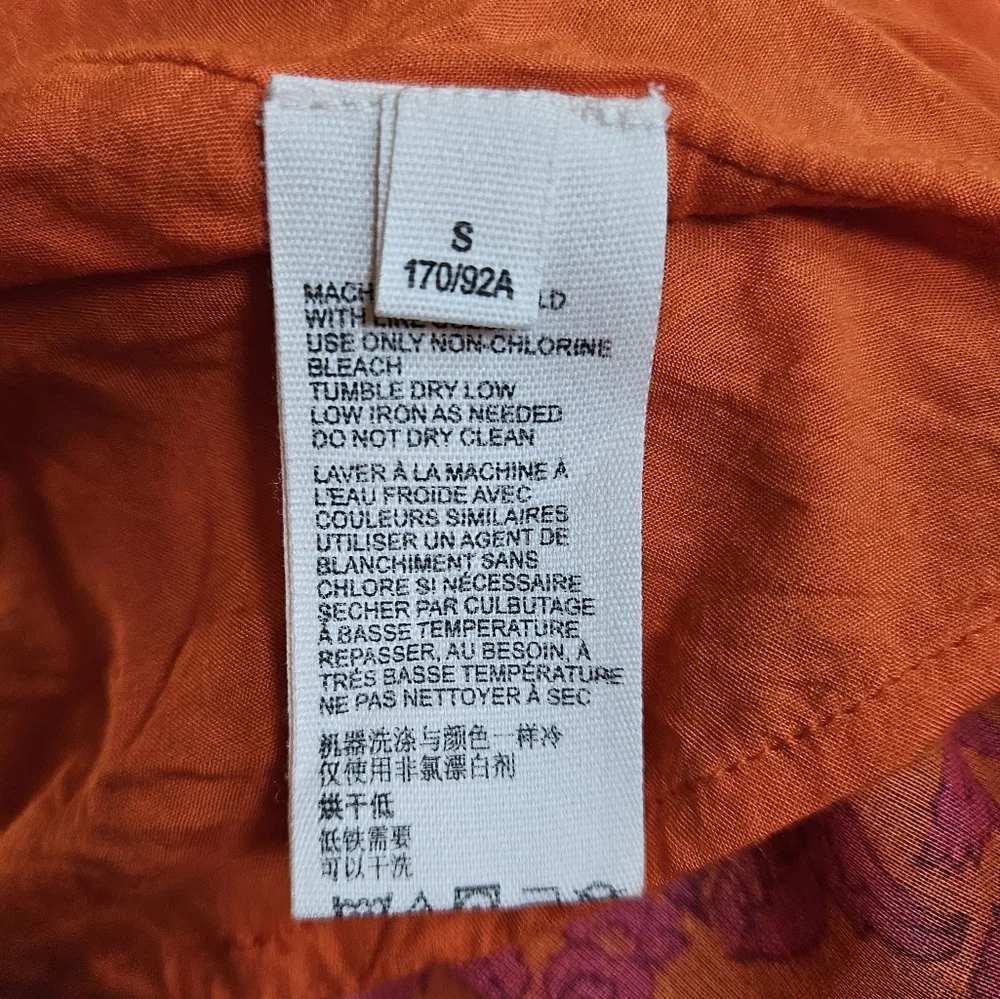 Free People Kikas Printed Midi Dress Cotton Ruffle Tiers Floral Sm Tangerine EUC - Picture 5 of 15